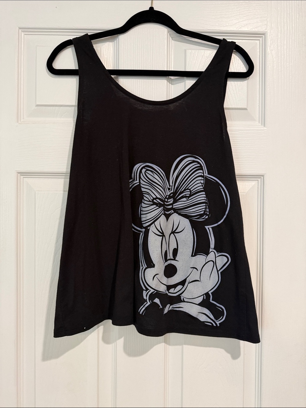 Disney Black Tank Top with White Minnie Mouse Graphic